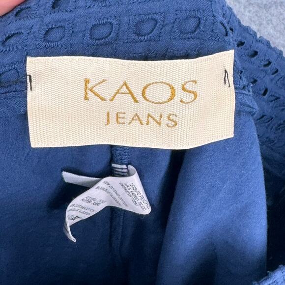KAOS Pants Blue Size 8 IT 44 Blue Eyelet Side Zip Pants - Picture 5 of 7